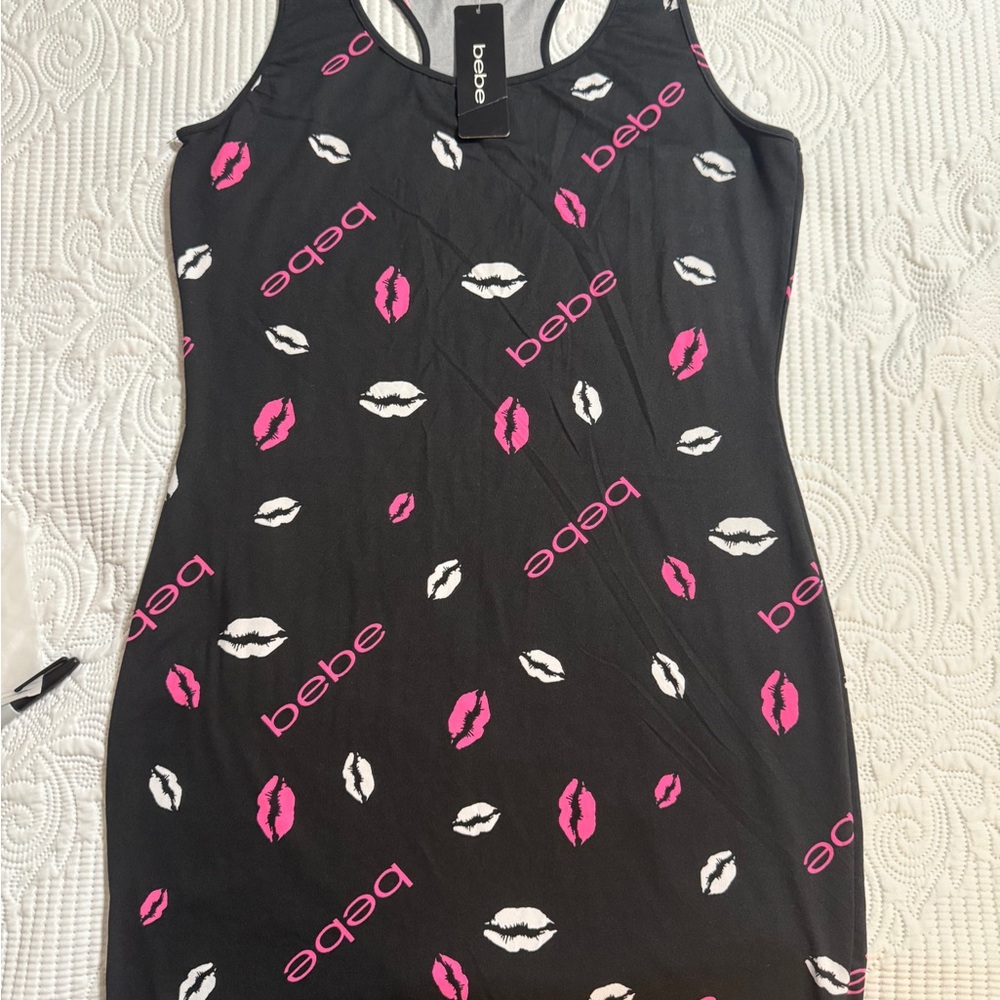 Bebe Black and White Bodycon Mini Dress